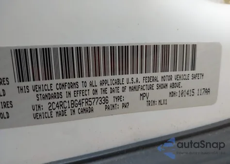 2015 Chrysler Town & Country Touring from USA, damaged, VIN 2C4RC1BG4FR577336